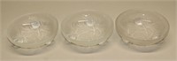 (3) Verlys France Frosted Crystal Pinecone Bowls