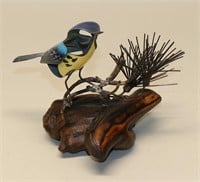 Brumm Enamel on Copper Blue Bird Sculpture