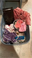 Tote of vintage doll clothes