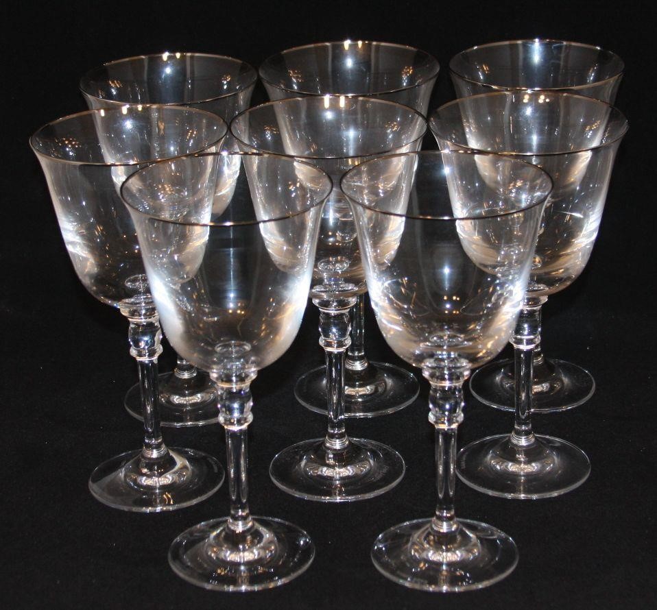 (8) Ralph Lauren Landon Platinum Water Goblets