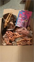 Box of misc dolls and parts
