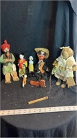 Unique doll lot and wooden puppet
