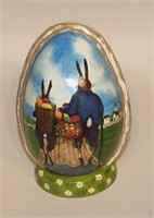 2010 Vaillancourt Folk Art Chalkware Egg Delivery