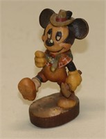 Anri Woodcarvings Disney Miniature Mickey Hiker
