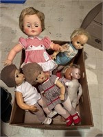 Box of vintage dolls