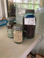 Mason jars with beans