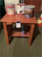 End table and tins