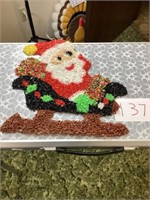Melted popcorn, plastic Santa decoration