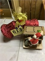 Music box with coasters and red bells
