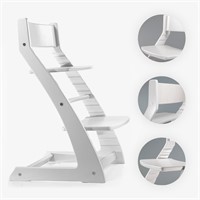 Adjustable Wooden High Chair, White