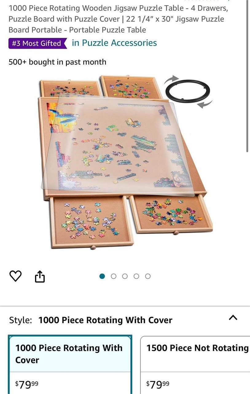 1000 Piece Rotating Wooden Jigsaw Puzzle Table