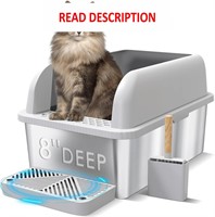 $140  8 Deep Steel Cat Litter Box  XL  Easy Clean