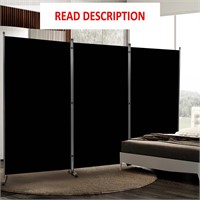 $61  6FT Black 3 Panel Room Divider  Freestanding