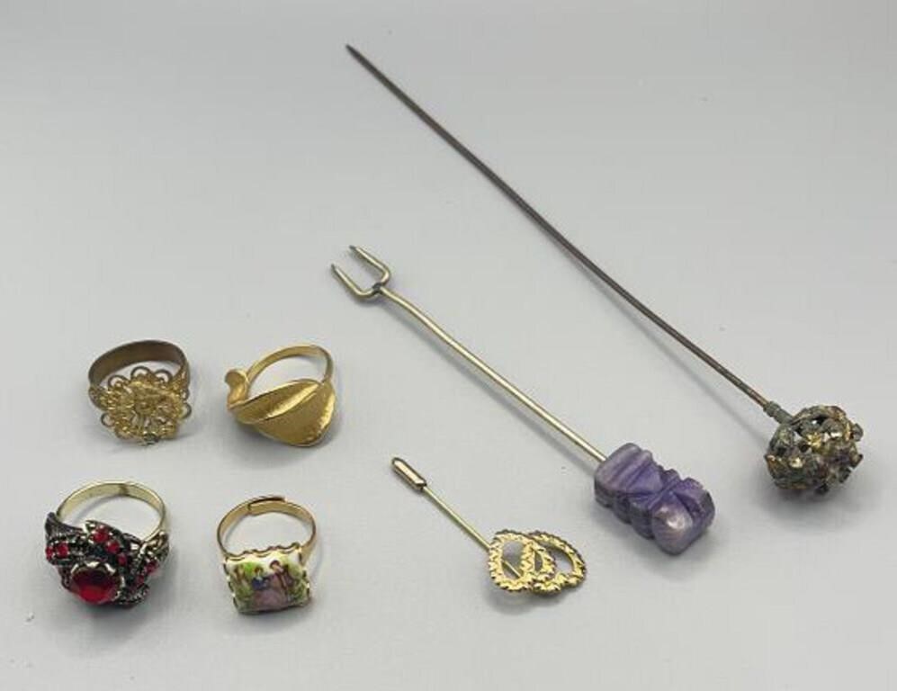 Lot Costume Jewelry Rings & Pins
