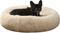 Large Faux Fur Dog Bed, Beige