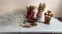 Angel Statues and and Glassware
