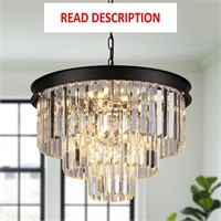 $415  Dimmable 9-Light Crystal Chandelier  Black