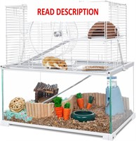 OIIBO 3-Tier Large Hamster Cage  Glass Top  White