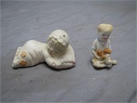 2 Small Vintage Bisque Chamber Pot Figurines