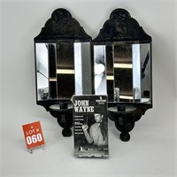 Vintage Homco Wall Sconce Metal Mirror (2) & J