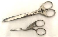 Two pairs of sewing scissors