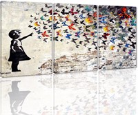 Banksy Graffiti Art, 3-Panel Canvas