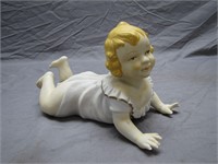 Vintage Porcelain Bisque Piano Crawling Baby Girl