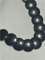 Black Flat Agate Necklace Earrings
