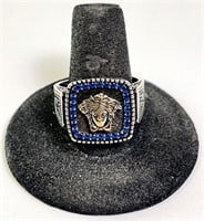 Men's "Versace" Logo Sapphire Ring 13 Grams S-11