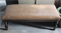 Leather Sitting Bench on Wood Frame