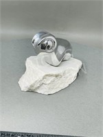 Hoselton sculpture w/ label - Ram on stone - 5"
