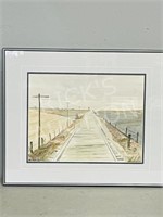 framed watercolor-Prairie Scene, W.Nicholson