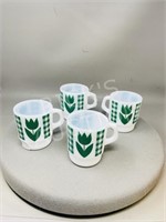 set of 4 retro Termocrisa coffee mugs -Tulips