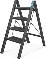 SPIEEK 4-Step Foldable Ladder, Black