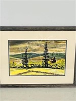 framed watercolor - D. Darling 1962 - 18.5" x 24"