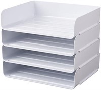 White A4 Stackable Desk Trays 4X