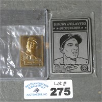 Rocky Colavito Pewter Card & Mickey Mantle Metal