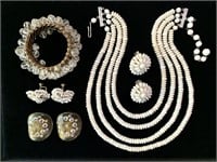 Vintage Costume Jewelry Group White & Clear, W