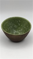 Coconut Pottery Bowl W/ Green Glaze