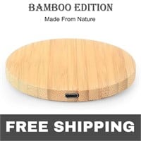 NEW Bamboo Wood 10W Qi Wireless Charger USB C