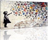 Banksy Butterfly Canvas Art 48x24