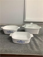 3 Corning Ware Dishes w/ One Lid