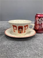 Vintage Pop Mustache Cup and Saucer