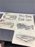 5 Prints Made in Placemats w/ Cincinnati Scenes