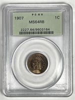1907 Indian Head Cent OGH PCGS MS64 RB