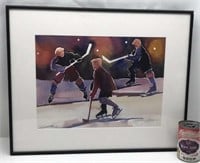 Framed Night Hockey Signed Watercolor #2024