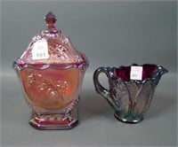 Two Imperial IG Red Carnival Glass Items