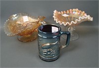 Three Dugan Marigold Carnival Glass Items