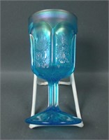St Clair Ice Blue Paneled Thistle Goblet