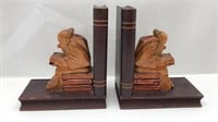 Bookends With Woodcarved Scholar Figures
